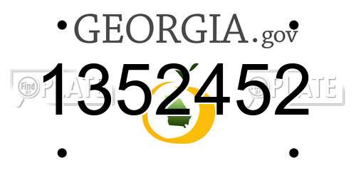 1352452 Georgia License Plate
