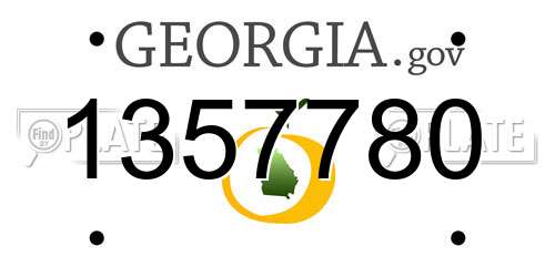 1357780 Georgia License Plate