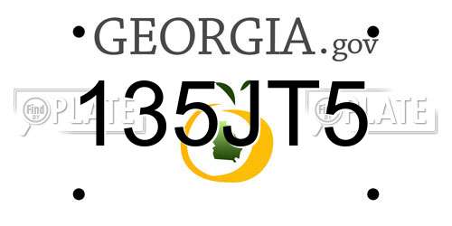 135JT5 Georgia License Plate
