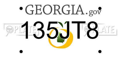 135JT8 Georgia License Plate