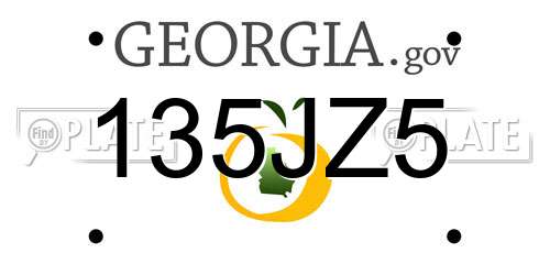 135JZ5 Georgia License Plate