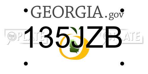 135JZB Georgia License Plate