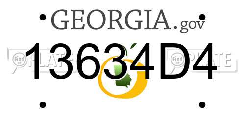 13634D4 Georgia License Plate