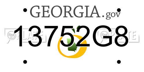 13752G8 Georgia License Plate