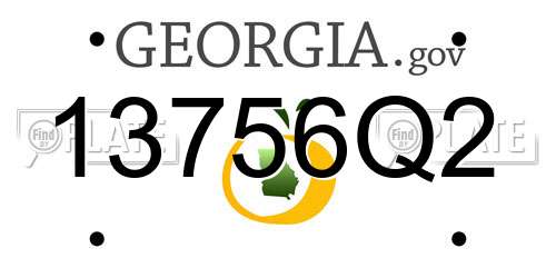 13756Q2 Georgia License Plate