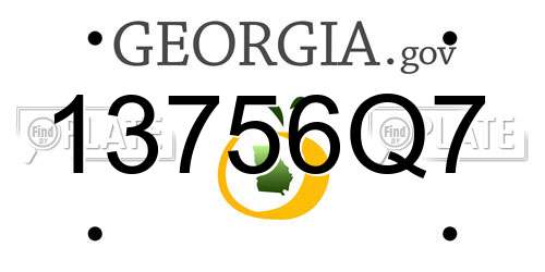 13756Q7 Georgia License Plate
