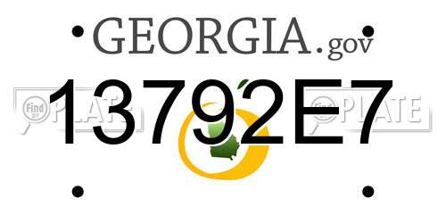 13792E7 Georgia License Plate