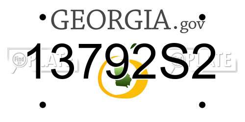 13792S2 Georgia License Plate