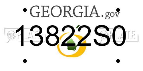 13822S0 Georgia License Plate