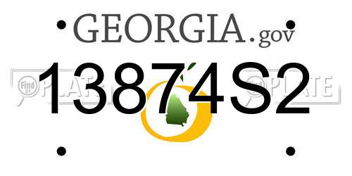 13874S2 Georgia License Plate