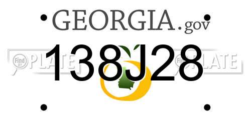 138J28 Georgia License Plate