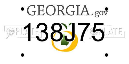 138J75 Georgia License Plate