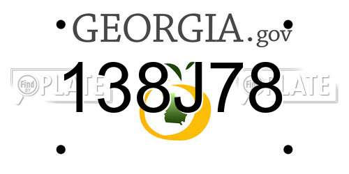 138J78 Georgia License Plate