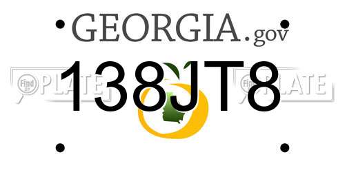 138JT8 Georgia License Plate