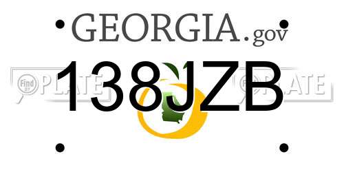 138JZB Georgia License Plate