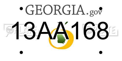 13AA168 Georgia License Plate