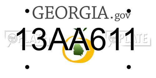 13AA611 Georgia License Plate