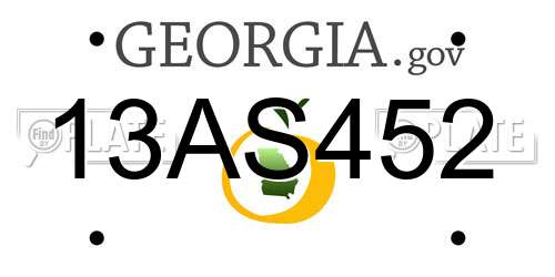 13AS452 Georgia License Plate
