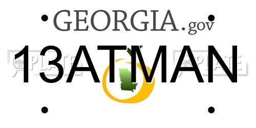 13ATMAN Georgia License Plate