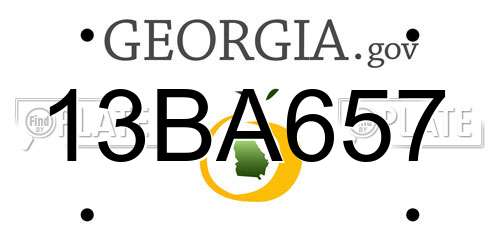 13BA657 Georgia License Plate