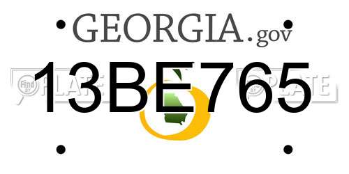 13BE765 Georgia License Plate