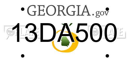 13DA500 Georgia License Plate