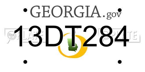 13DT284 Georgia License Plate