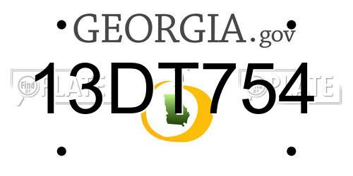 13DT754 Georgia License Plate