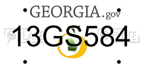 13GS584 Georgia License Plate