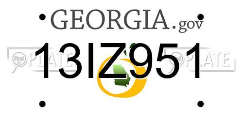 13IZ951 Georgia License Plate