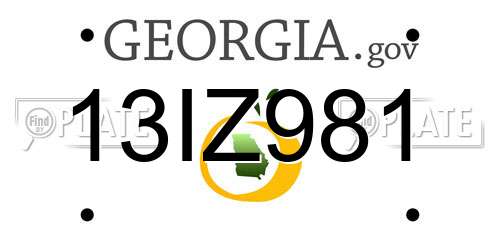 13IZ981 Georgia License Plate