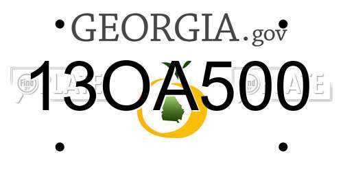 13OA500 Georgia License Plate
