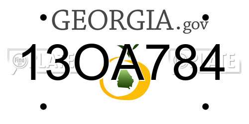 13OA784 Georgia License Plate