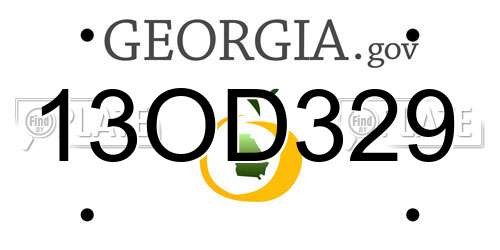 13OD329 Georgia License Plate