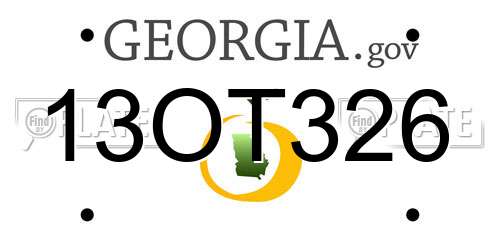 13OT326 Georgia License Plate