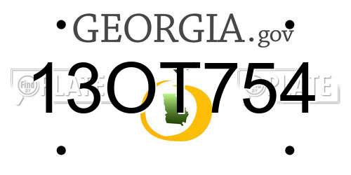 13OT754 Georgia License Plate