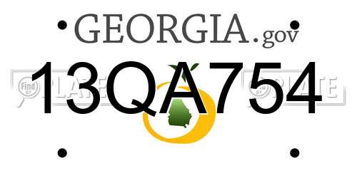 13QA754 Georgia License Plate