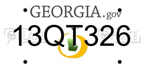 13QT326 Georgia License Plate