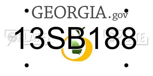 13SB188 Georgia License Plate
