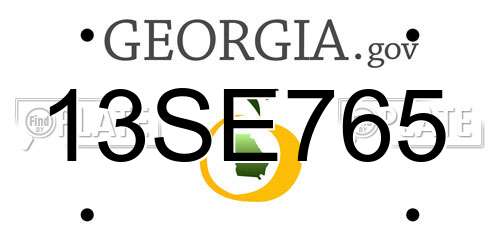 13SE765 Georgia License Plate