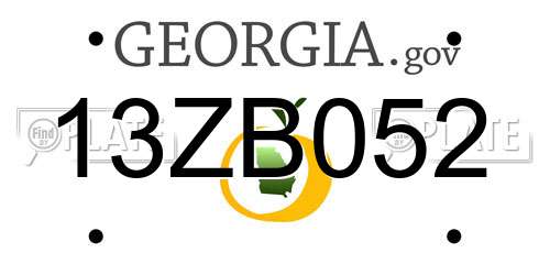 13ZB052 Georgia License Plate