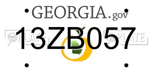 13ZB057 Georgia License Plate