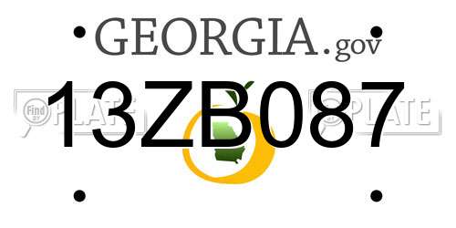 13ZB087 Georgia License Plate