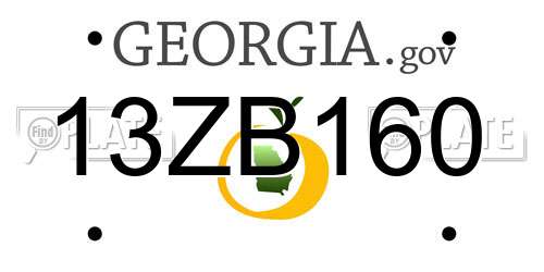 13ZB160 Georgia License Plate