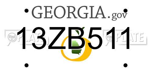 13ZB511 Georgia License Plate