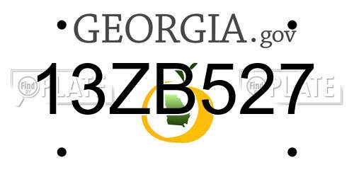 13ZB527 Georgia License Plate