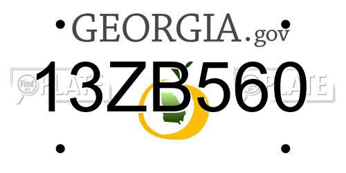 13ZB560 Georgia License Plate