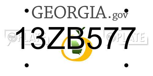13ZB577 Georgia License Plate