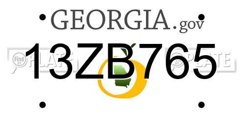 13ZB765 Georgia License Plate