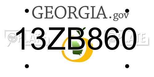 13ZB860 Georgia License Plate